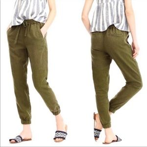 J. Crew “Point Sur” Linen Blend Lightweight Seaside Olive Green Jogger Pants 8